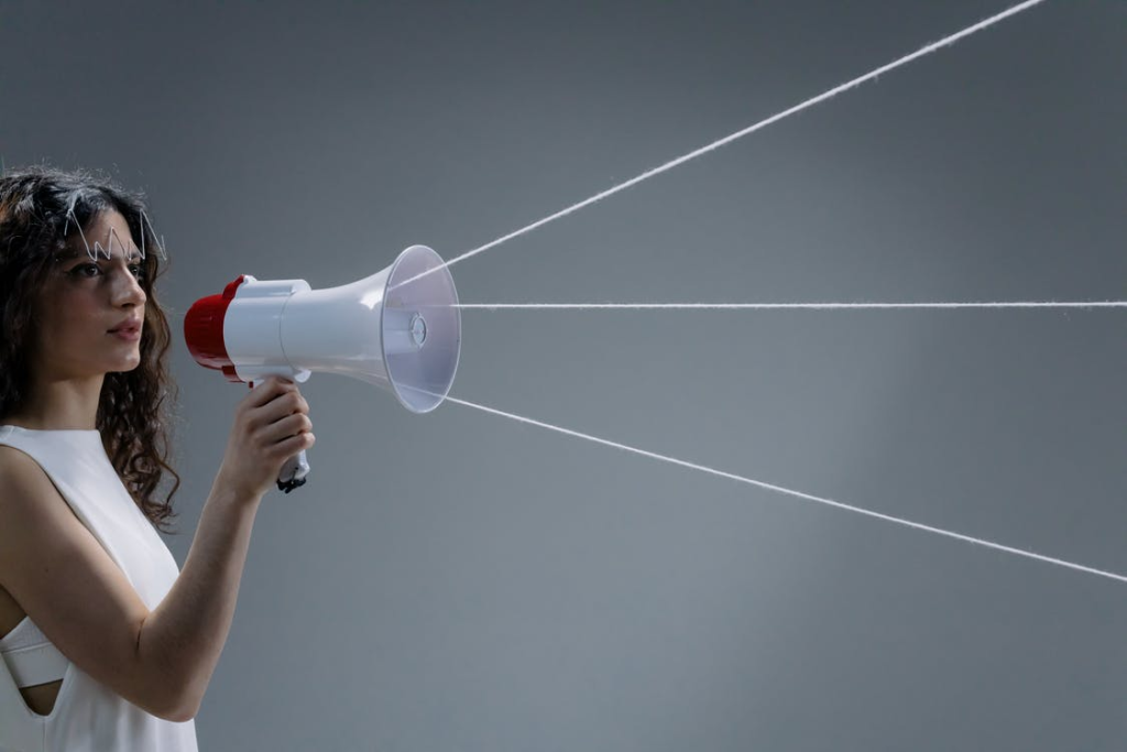 Announcing with a megaphone