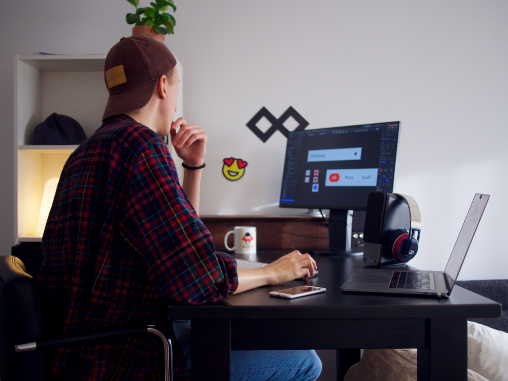 A freelancer creates content from home