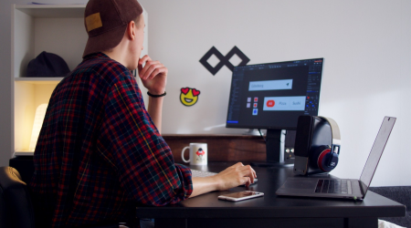 A freelancer creates content from home