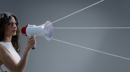 Announcing with a megaphone